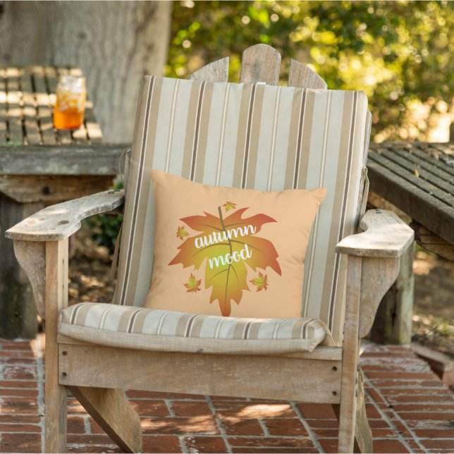 Coussin Typographie de l'humeur d'automne feuille d'érable (Chaise)