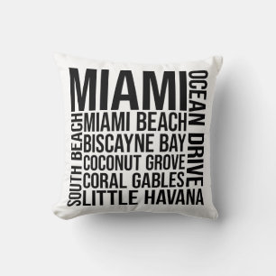 Coussin Typographie de Miami - Floride Word Art