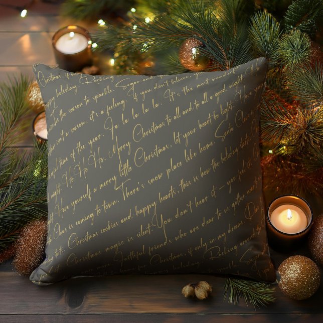 Coussin Typographie de Noël en or vert Motif36 ID1009 (Créateur téléchargé)