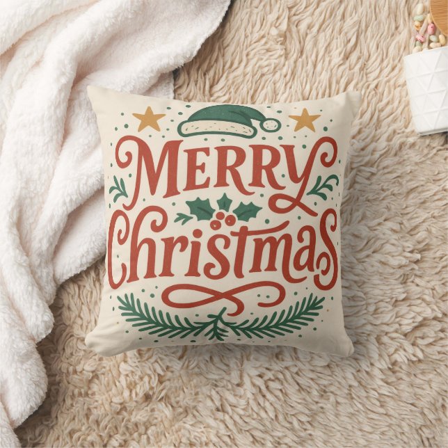 Coussin Typographie de Noël joyeux sensationnelle (Couverture)