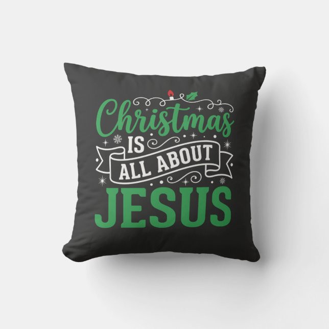 Coussin Typographie de Noël, tout est question de Jésus (Recto)