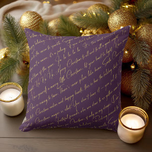 Coussin Typographie de Noël violet or Motif#36 ID1009