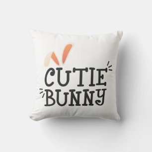 Coussin Typographie de Pâques de lapin simple Coutume Jete