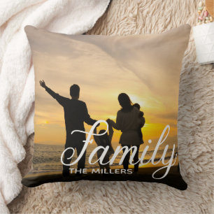 Coussin Typographie de superposition de texte de famille 