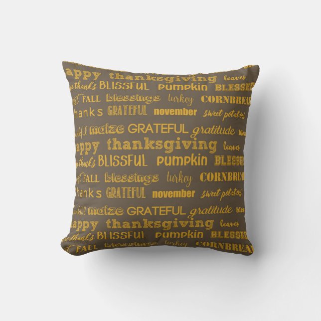 Coussin Typographie de Thanksgiving (Recto)