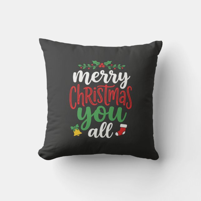Coussin Typographie de vacances joyeux Noël à tous (Recto)