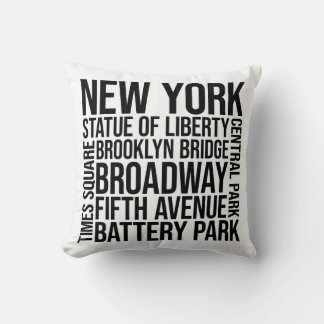 Coussin Typographie des monuments de New York - USA Word A