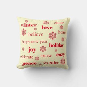 Coussin Typographie des mots de Noël