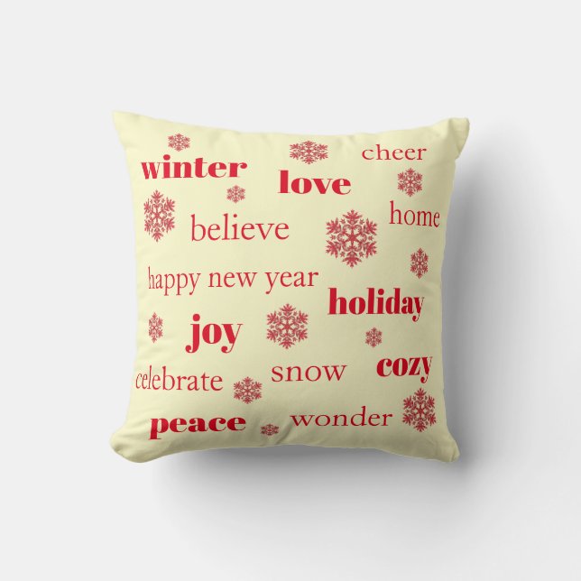 Coussin Typographie des mots de Noël (Recto)