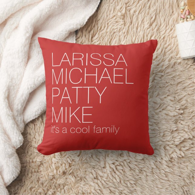 Coussin Typographie des noms de famille RED (Couverture)