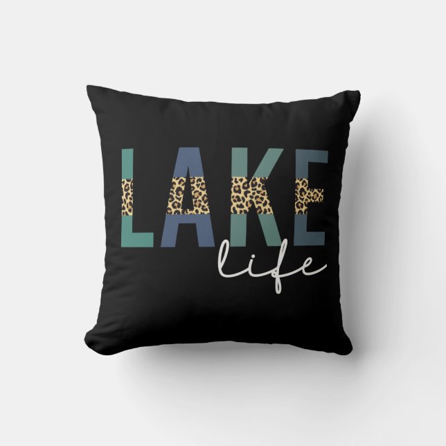 Coussin Typographie d'impression de Lake Life Cheetah (Recto)