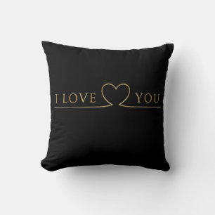 Coussin Typographie dorée I Love You
