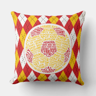 Coussin Typographie du ballon de football rouge Jeu d'orei