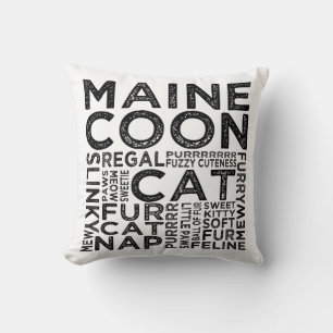 Coussin Typographie du chat Maine Coon