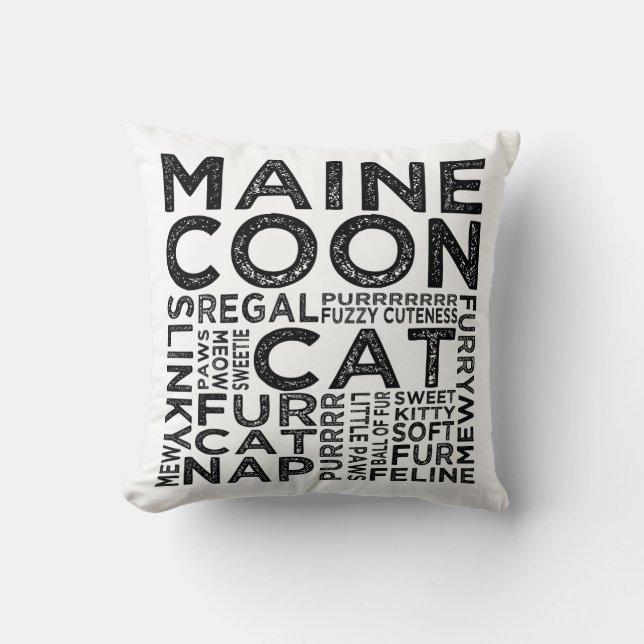 Coussin Typographie du chat Maine Coon (Recto)