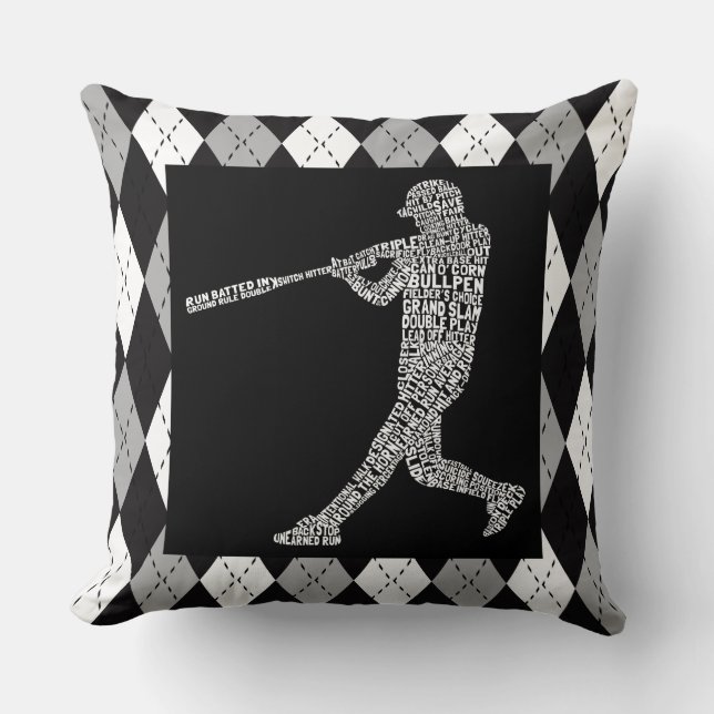 Coussin Typographie du joueur de baseball de softball Jeu  (Recto)