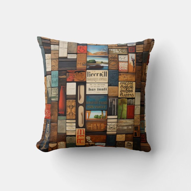 Coussin Typographie du livre et des signes rustiques Colla (Recto)