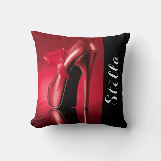Coussin Typographie du talon rouge noir (Recto)