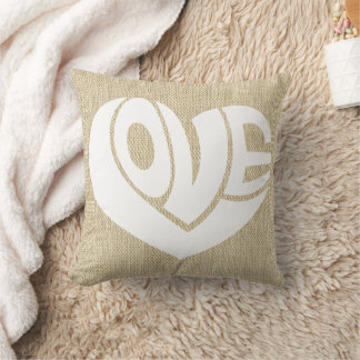 Coussin Typographie du texte du coeur de l'amour rétro