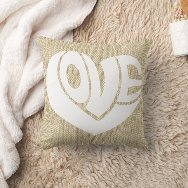 Coussin Typographie du texte du coeur de l'amour rétro (Couverture)
