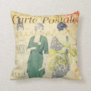 Coussin Typographie florale de dames victoriennes