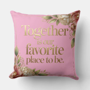 Coussin Typographie Florale Or Élégant