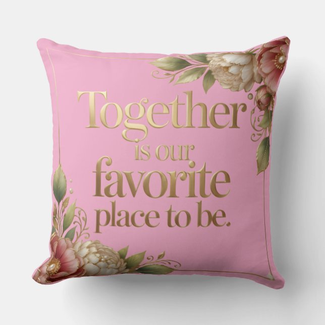 Coussin Typographie Florale Or Élégant (Recto)