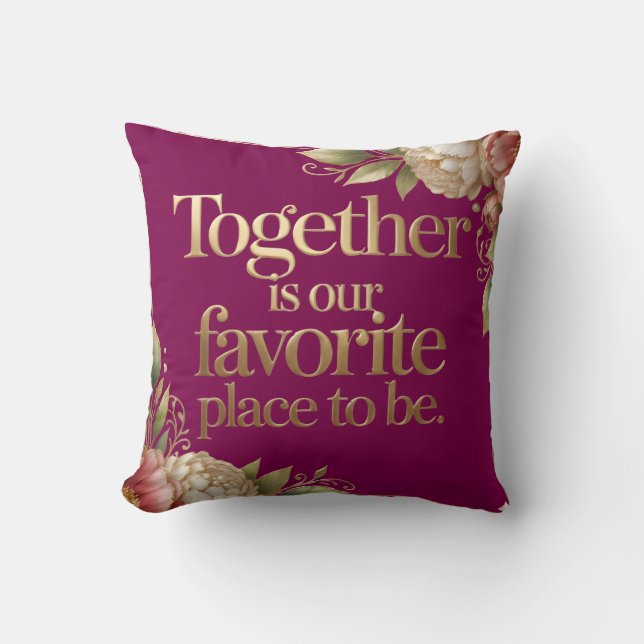 Coussin Typographie Florale Or Élégant (Recto)