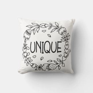 Coussin Typographie Florale Unique
