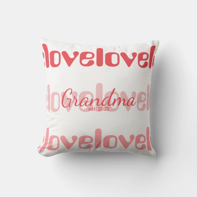 Coussin Typographie Grand-mère Rose Rouge (Recto)
