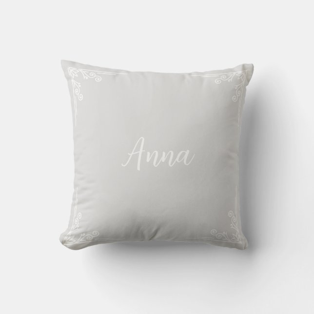 Coussin Typographie grise pastel moderne personnalisée  (Recto)