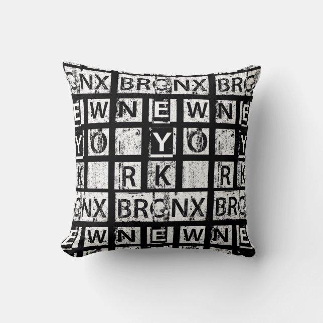 Coussin Typographie grunge de Bronx New York | (Recto)