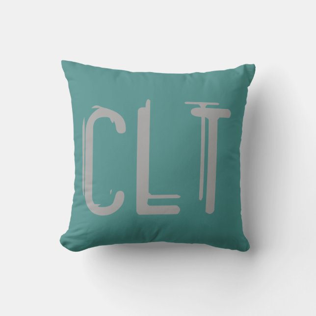 Coussin Typographie Grunge de l'aéroport CLT (Recto)