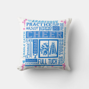 Coussin Typographie guerrière en bleu et rose