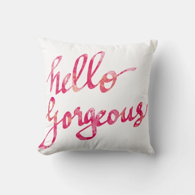 Coussin Typographie magnifique Girly de rose d'aquarelle (Recto)