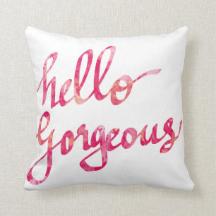 Coussin Typographie magnifique Girly de rose d'aquarelle