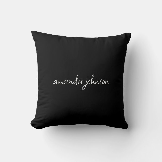 Coussin Typographie mignonne Monogramme noir et blanc Nom  (Recto)