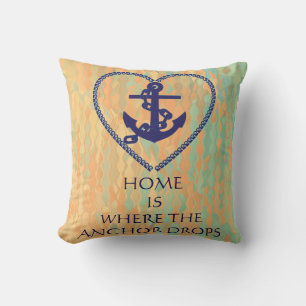 Coussin Typographie moderne Ancre thématique marine