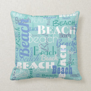 Coussin Typographie moderne de la plage Motif Tropical Sea