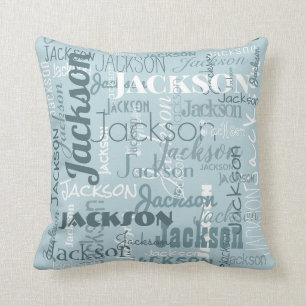 Coussin Typographie moderne des noms du bébé de garçon