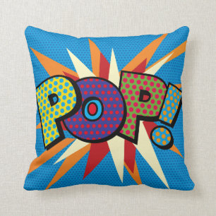 Coussin Typographie Moderne POP Art de Bande Dessinée