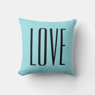 Coussin Typographie moderne Turquoise Blue Love