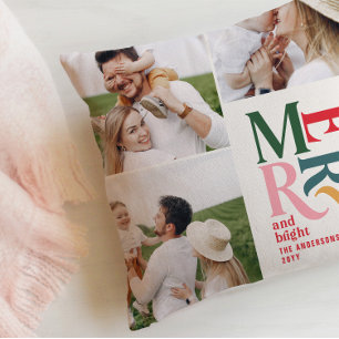 Coussin typographie multicolore moderne et colorée unique