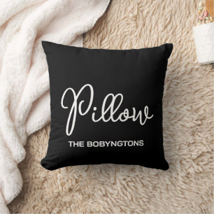 Coussin Typographie noir blanc calligraphie monogramme drô