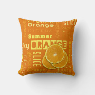 Coussin Typographie orange moderne Fruit Slice