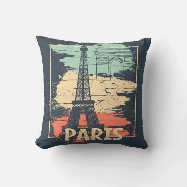 Coussin Typographie parisienne : affiche Eiffel abstraite. (Recto)