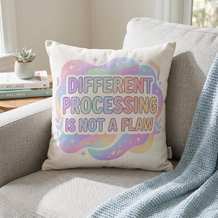 Coussin Typographie pastel d'affirmation neurodivergente