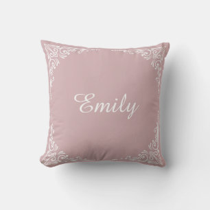 Coussin Typographie Personnalisée Moderne Rose Poussiéreus