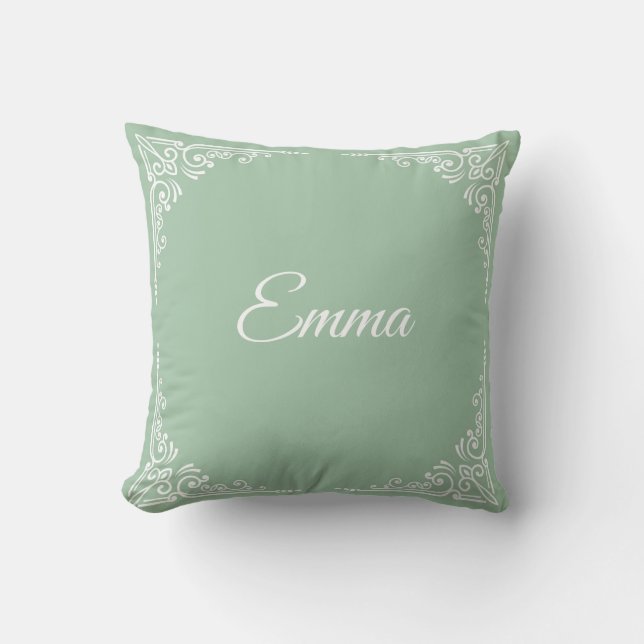 Coussin Typographie personnalisée moderne vert pastel de n (Recto)