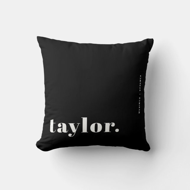 Coussin Typographie Rétro Personnalisée Noir et Blanc (Recto)
